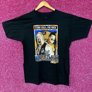 WWE Stone Cold Steven Austen vs Dwayne The Rock Johnson T-Shirt Large